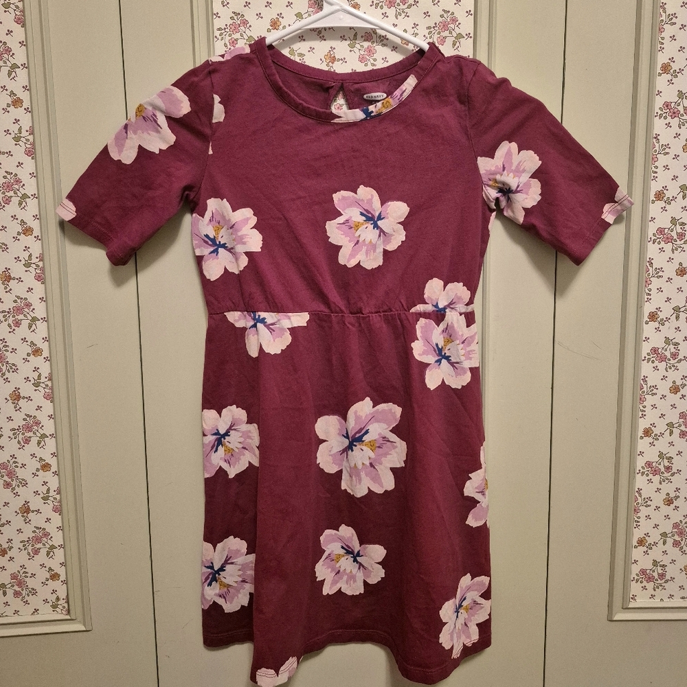 Old Navy Maroon Floral Girl's Dress Size M 8